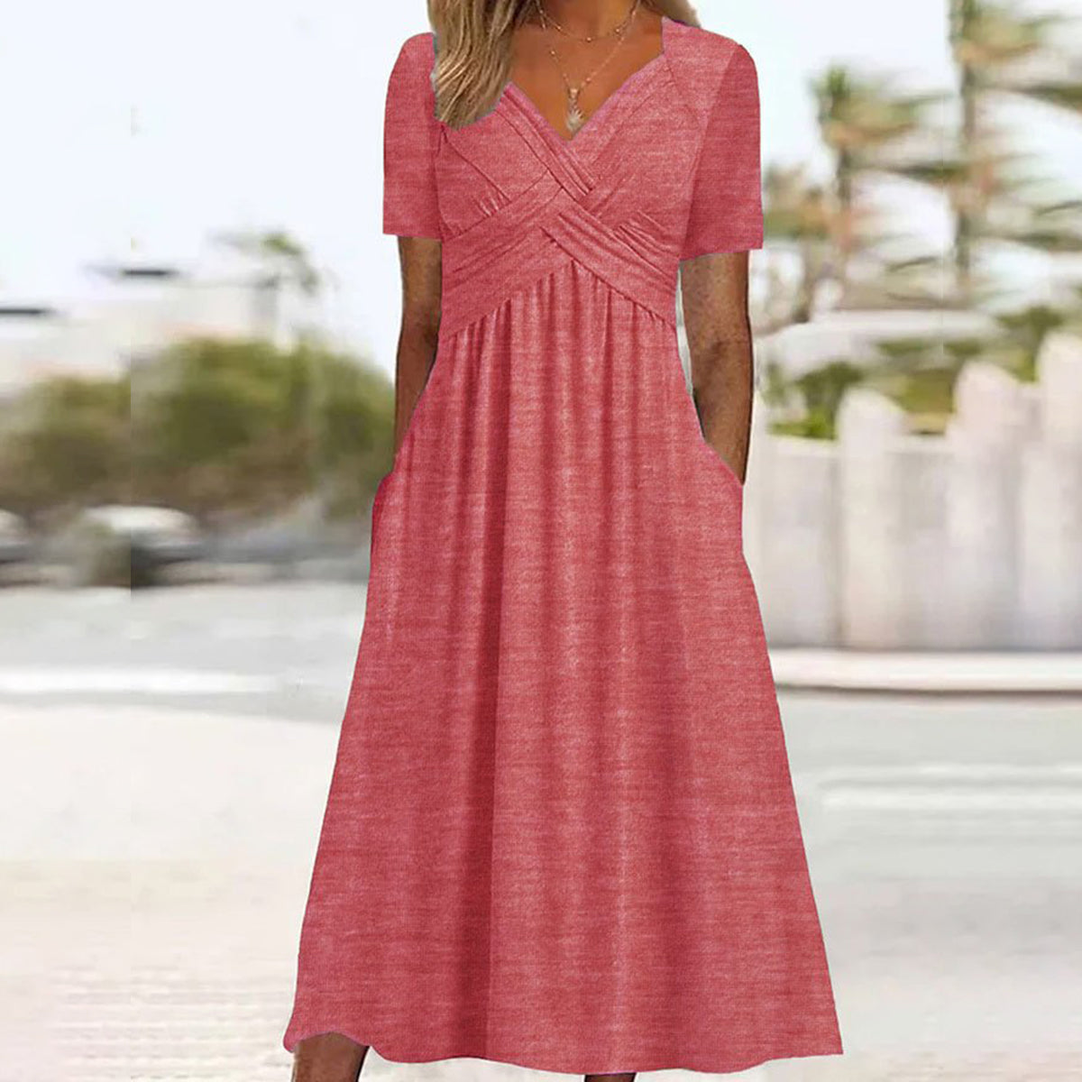 【S-3XL】Rochie de vară, casual, în culori solide