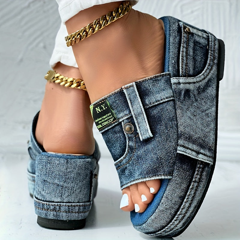 🔥Produse noi și populare🔥【35-42】Sandale elegante din denim pentru picioare subțiri