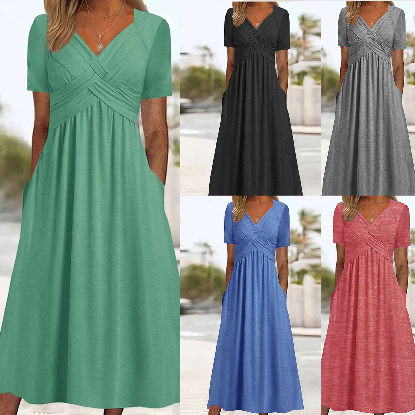 【S-3XL】Rochie de vară, casual, în culori solide