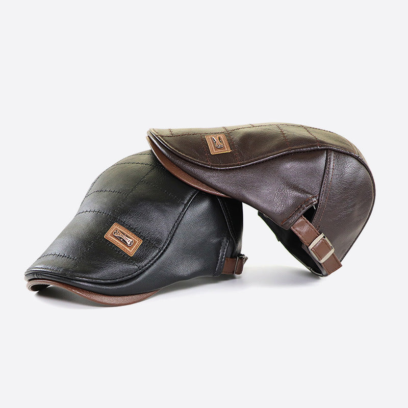 🧢🔥【Nové podzimní a zimní styly】Kožený baret – Retro styl pro podzim a zimu
