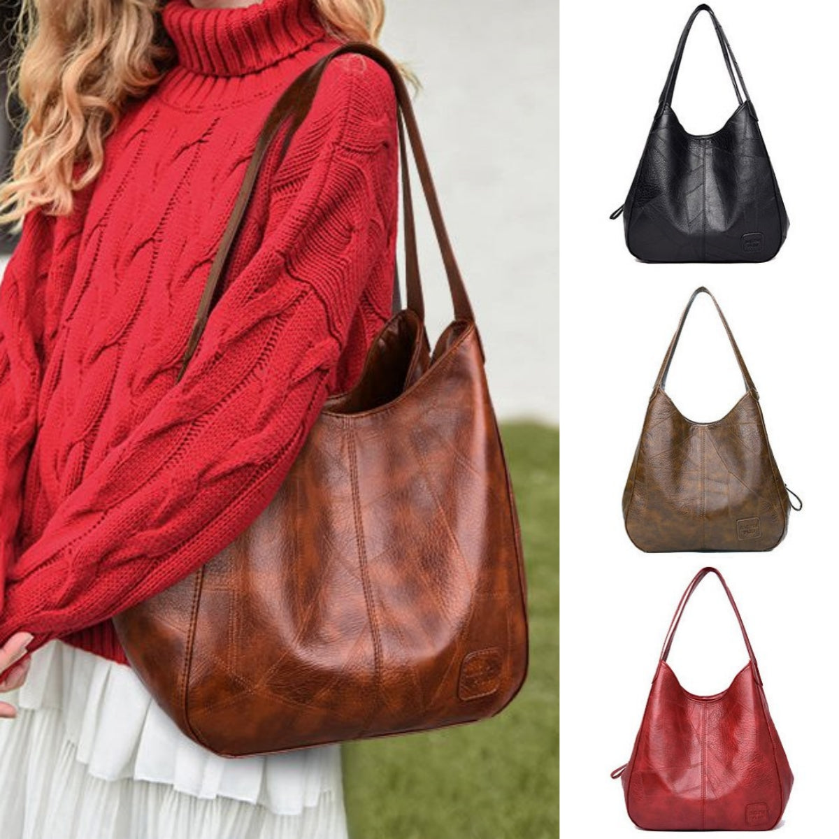💖👜💖 Měkká kožená taška přes rameno, nový styl, velká kapacita