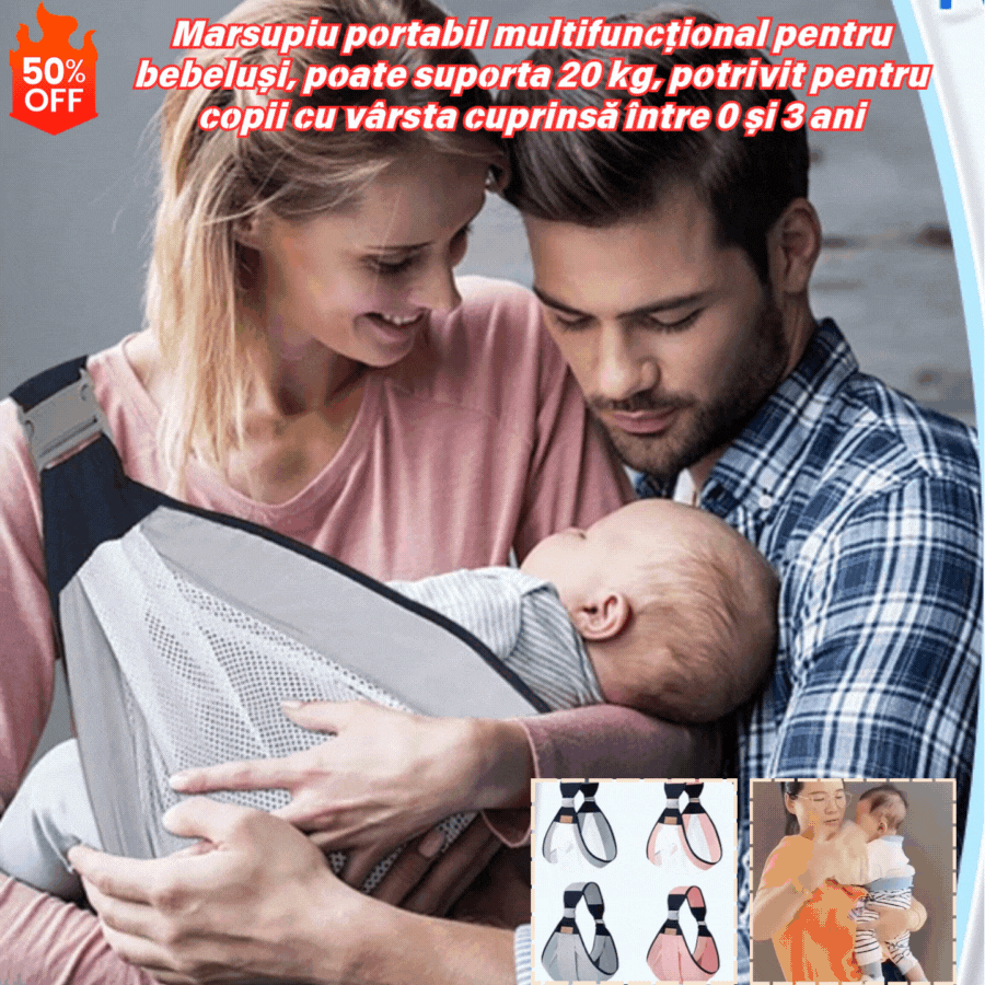 👨🍼【Cumpără 1 primești 1 gratis】Marsupiu portabil multifuncțional pentru bebeluși, poate suporta 20 kg, potrivit pentru copii cu vârsta cuprinsă între 0 și 3 ani