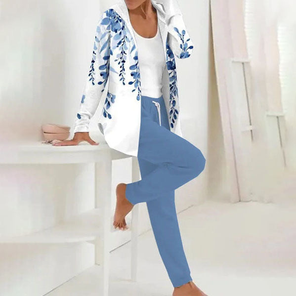 👕👖【S-3XL dugi rukavi + hlače】Jesen i zima novi ženski ležerni dvodijelni set s printom 3893855
