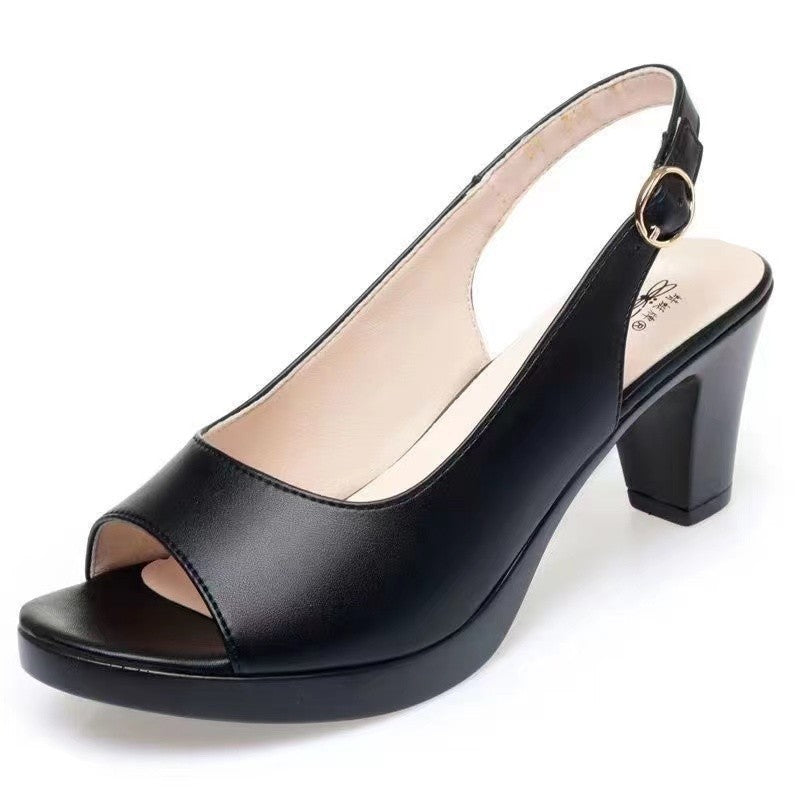 💞【Reducere produse noi】2025. Sandale noi pentru femei, elegante, casual, cu toc înalt și gură de pește, confortabile