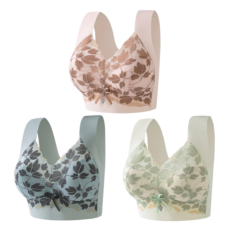 🎁💖【3 stavke】【M-4XL】Čipkasti grudnjak velike veličine bez čeličnog prstena, luksuzna prekrasna leđa, seksi, prozračan i bešavni grudnjak 【40~100kg】