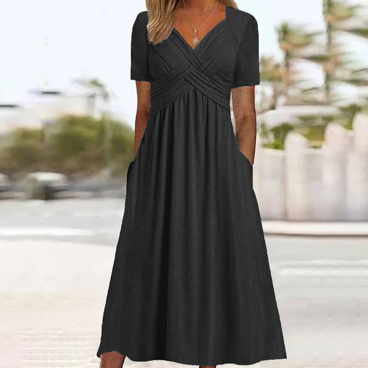【S-3XL】Rochie de vară, casual, în culori solide