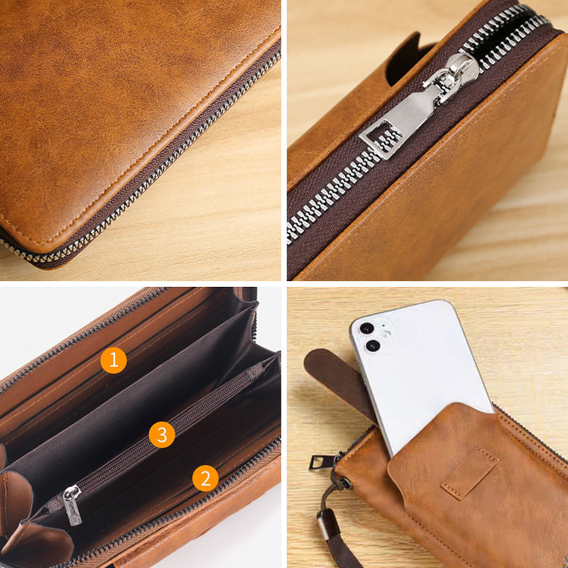 💼【Lucrat manual】Portofel bàrbătesc multifuncțional din piele naturală, lucrat manual – Stil nou & elegant