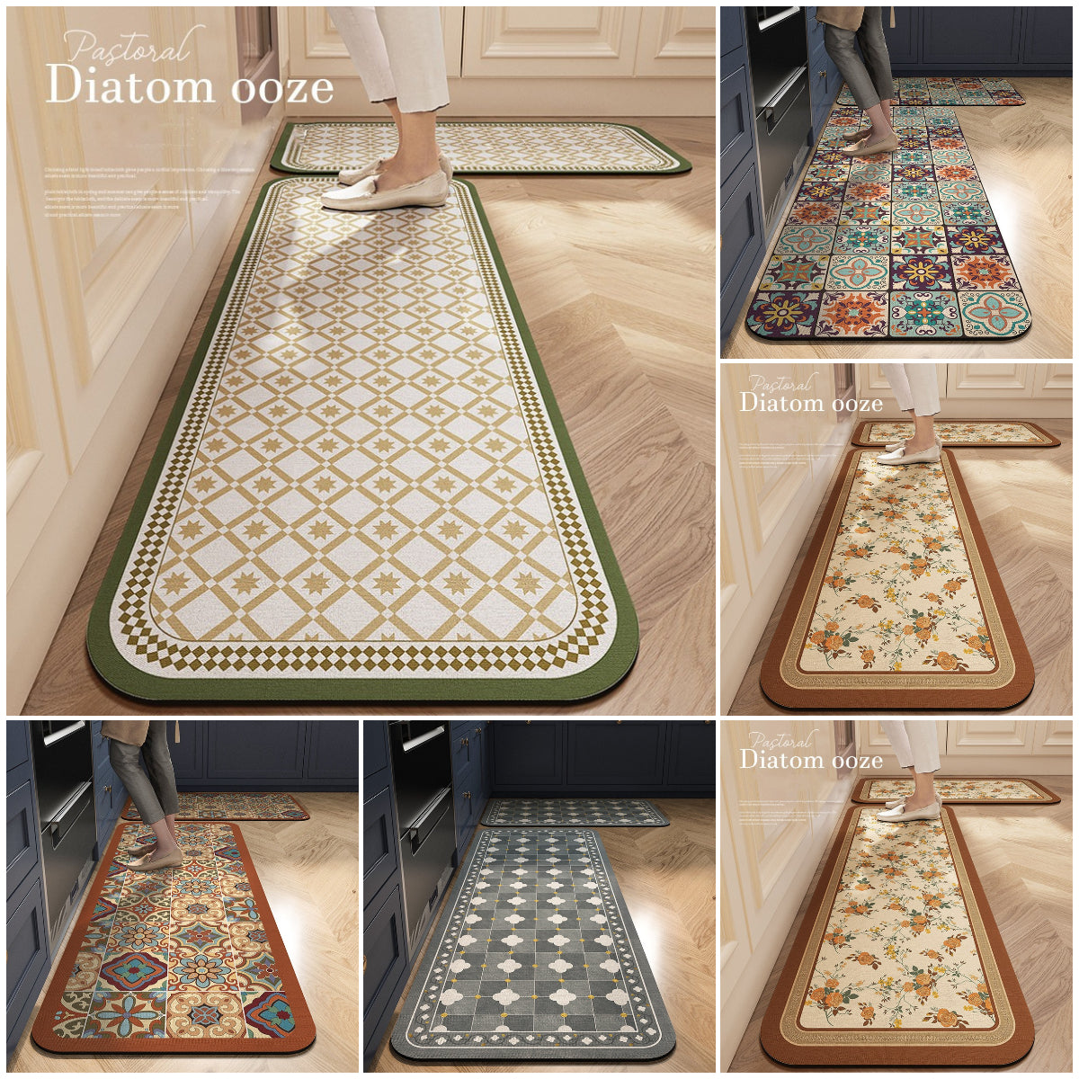 💥Reducere de 50%💥【40*60cm+40*120cm】Noul covor anti-alunecare cu noroi de diatomee, absorbant de apă🦶