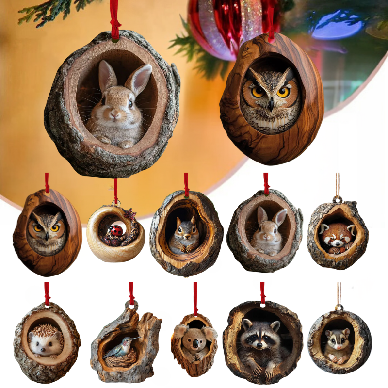 【10 БР.】🎄Украса за коледна елха от същества. Висяща украса за малки животни.