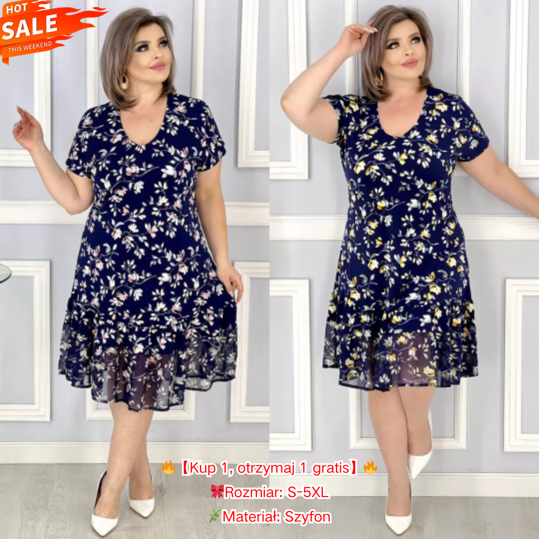💟【S-5XL】👗Nova cvjetna šifonska haljina s V-izrezom za proljeće i ljeto
