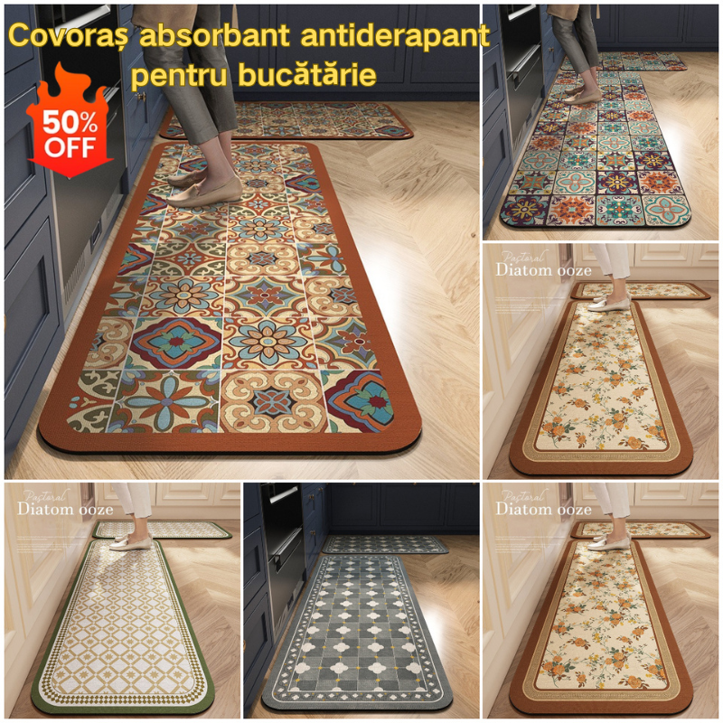 💥Reducere de 50%💥【40*60cm+40*120cm】Noul covor anti-alunecare cu noroi de diatomee, absorbant de apă🦶
