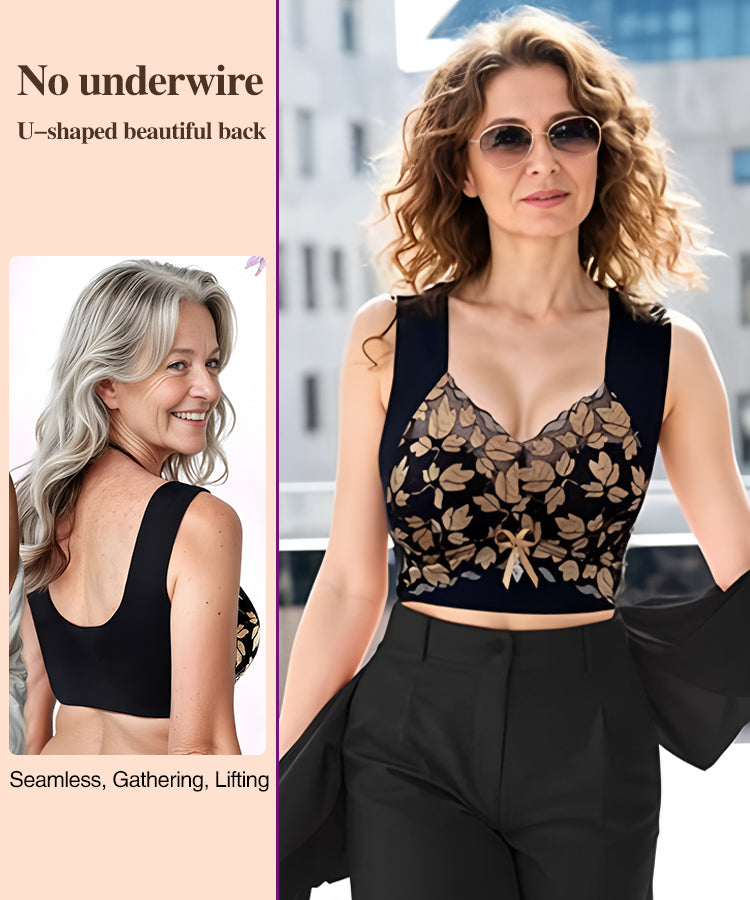 🎁💖【3 stavke】【M-4XL】Čipkasti grudnjak velike veličine bez čeličnog prstena, luksuzna prekrasna leđa, seksi, prozračan i bešavni grudnjak 【40~100kg】