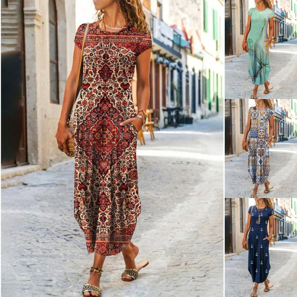 🌈👗【S-3XL】2025 Ženska nova labava elegantna modna haljina s otisnutim džepovima 3923210