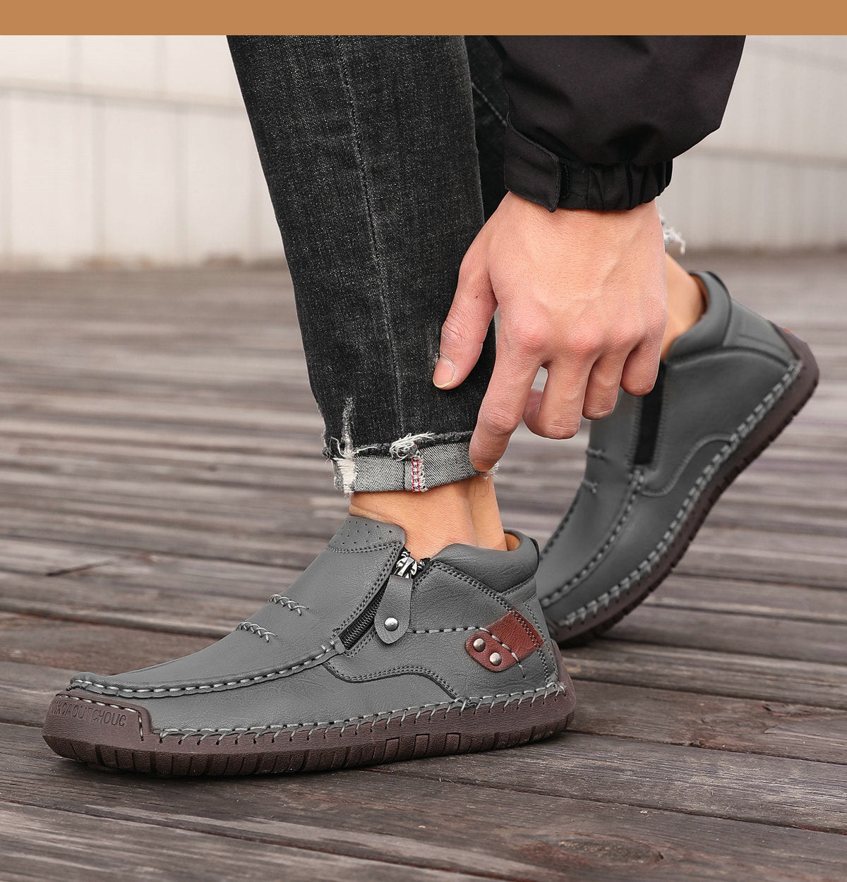 👞🌟 Muške ručno izrađene protuklizne čizme od vrhunske kože – Potporu svodu stopala i dugotrajan komfor svaki dan!