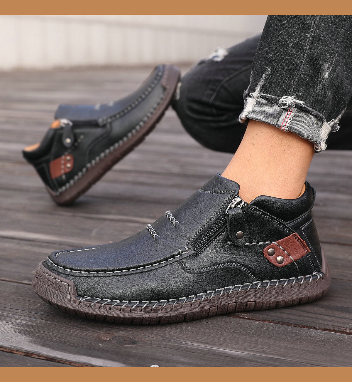 👞🌟 Muške ručno izrađene protuklizne čizme od vrhunske kože – Potporu svodu stopala i dugotrajan komfor svaki dan!