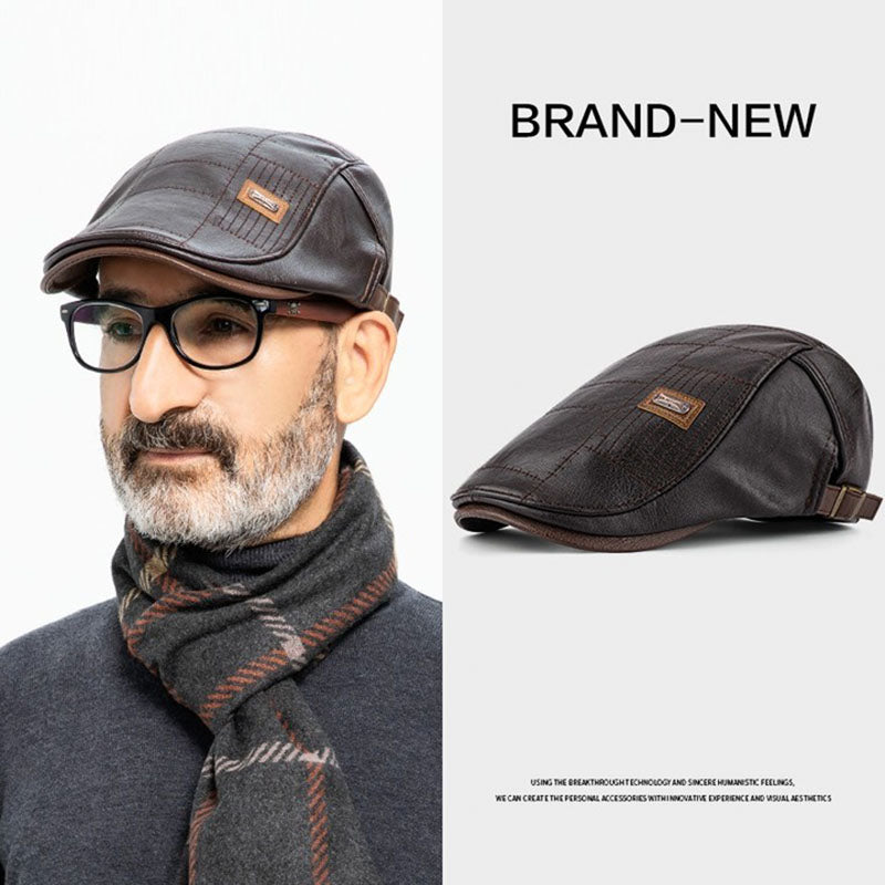 🧢🔥 Boina de cuero para hombre 3 en 1 – Elegante, resistente al agua y al viento, con interior térmico