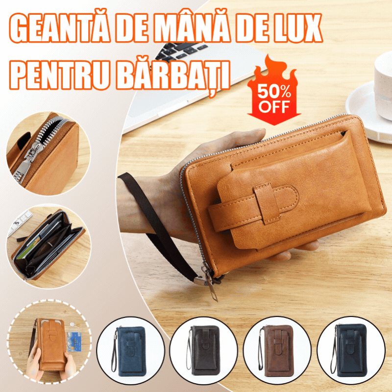 💼【Lucrat manual】Portofel bàrbătesc multifuncțional din piele naturală, lucrat manual – Stil nou & elegant