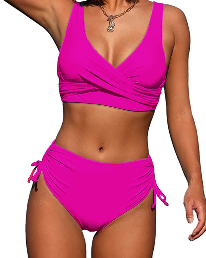🏖️👙【Vânzare de vară】🌴【S-3XL】Costum de baie bikini pentru femei, stil nou, vara 2025, culoare uni, confortabil, respirabil, cu uscare rapidă.