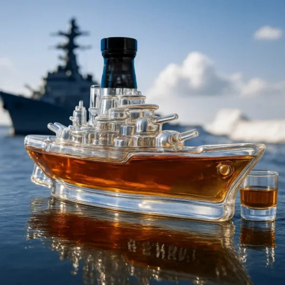 🚢 Sada whisky lahviček se zábavnými motivy | Lahvičky whisky Submarine | Originální dárky a stylová dekorace do baru