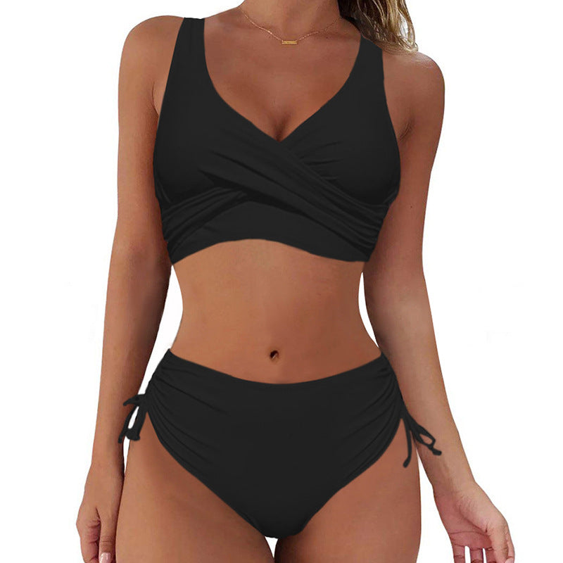🏖️👙【Vânzare de vară】🌴【S-3XL】Costum de baie bikini pentru femei, stil nou, vara 2025, culoare uni, confortabil, respirabil, cu uscare rapidă.