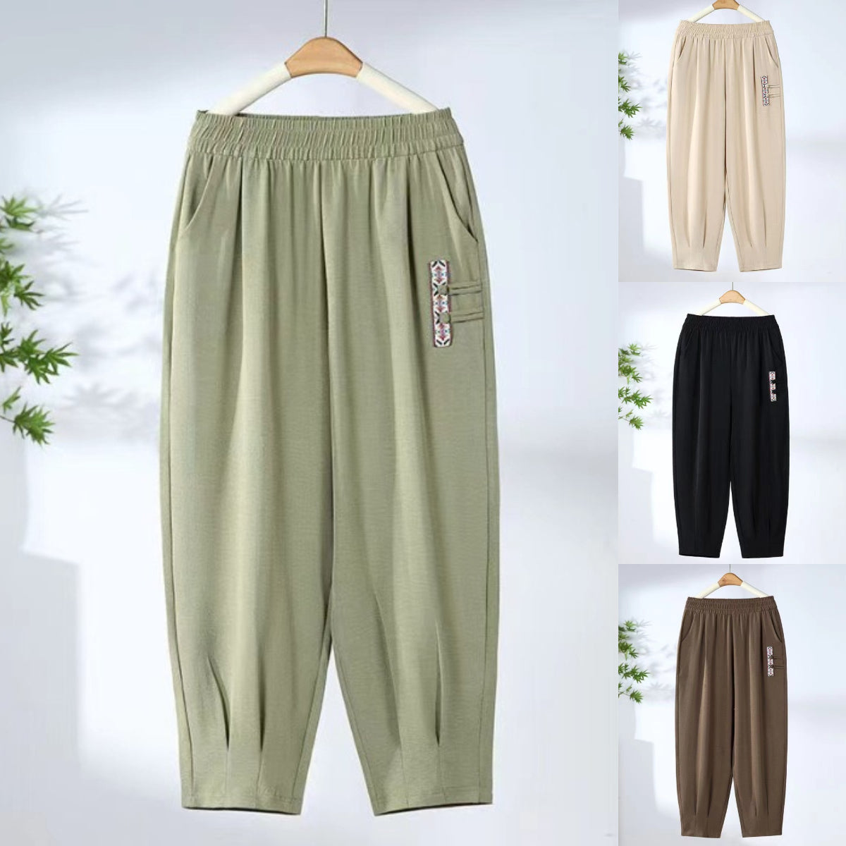 🔥【M-4XL】👖Ljetne tanke prozračne pamučne lanene hlače, modne ležerne hlače s devet točaka