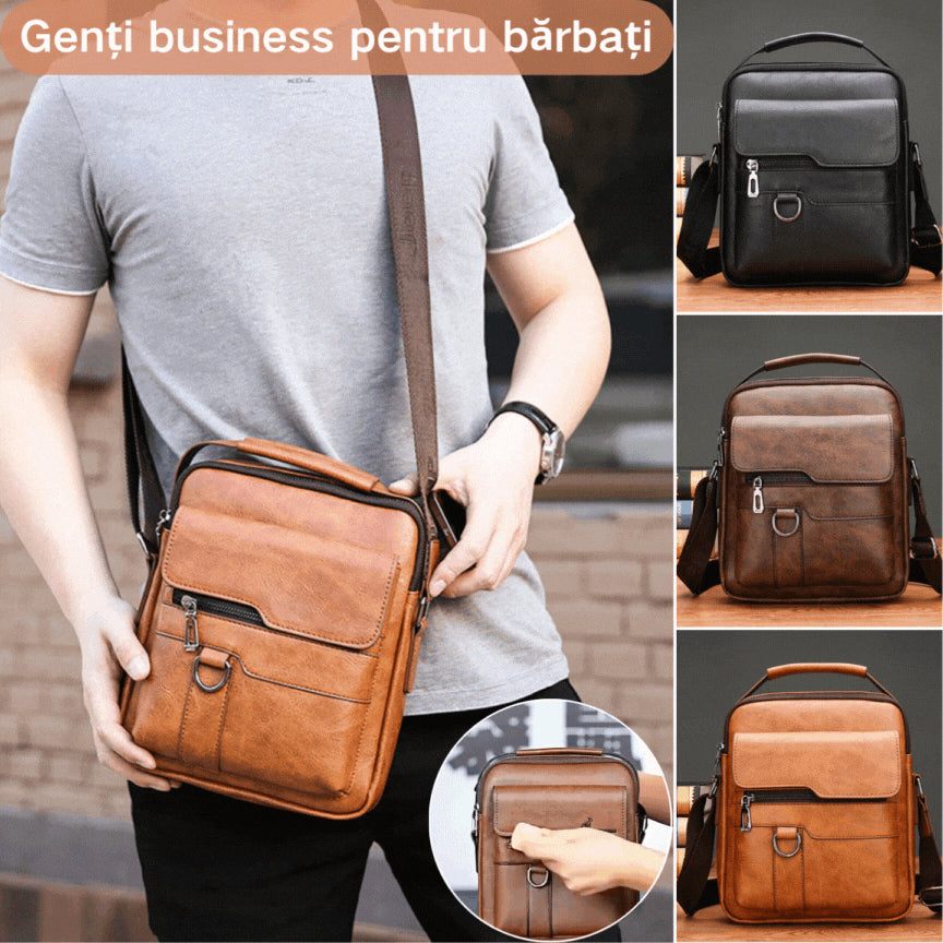 👜🔥【Reducere Produse Noi】🎁Geantă de tip curier pentru bărbați, din piele naturală, capacitate mare, rezistentă la uzură