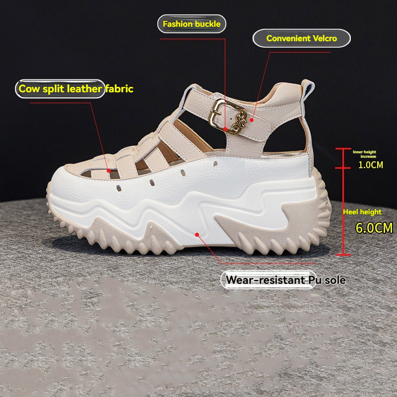 【35-40】Noul stil de vară 2025. Sandale versatile la modă, casual, cu talpă groasă - 3893525