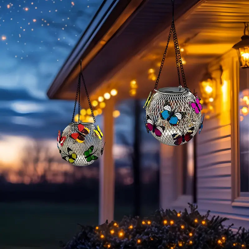 🦋💡【Kupte 1, dostanete 1 zdarma】Solární Zahradní Lucerna s Motýly – Romantické Světlo pro Váš Exteriér