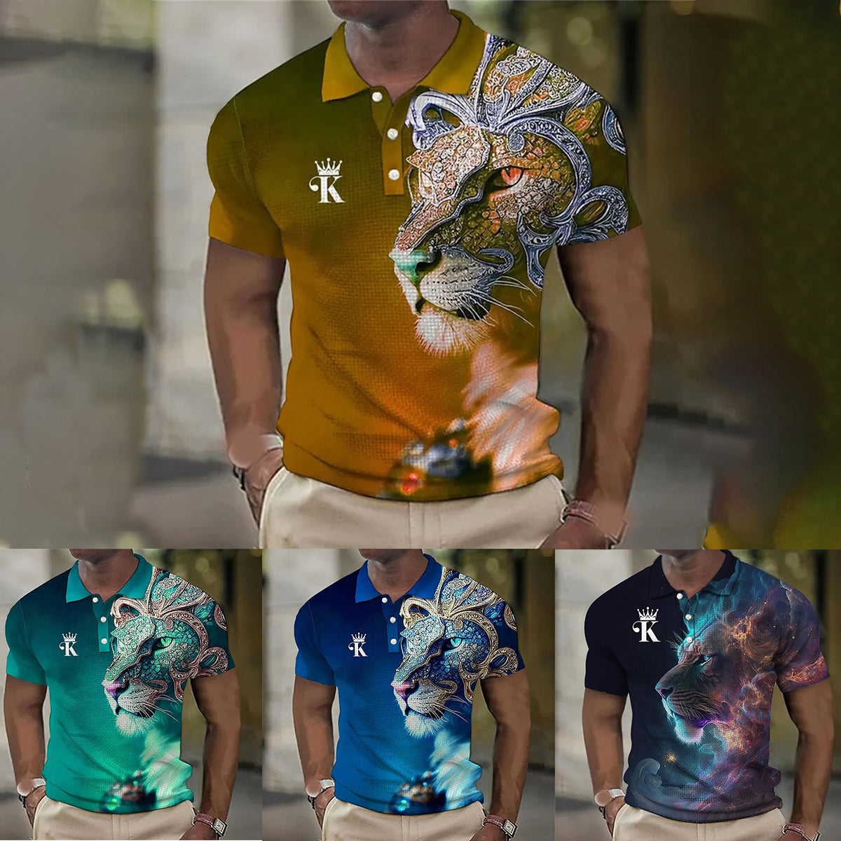 💥2025 Muška polo majica s 3D printom lavova
