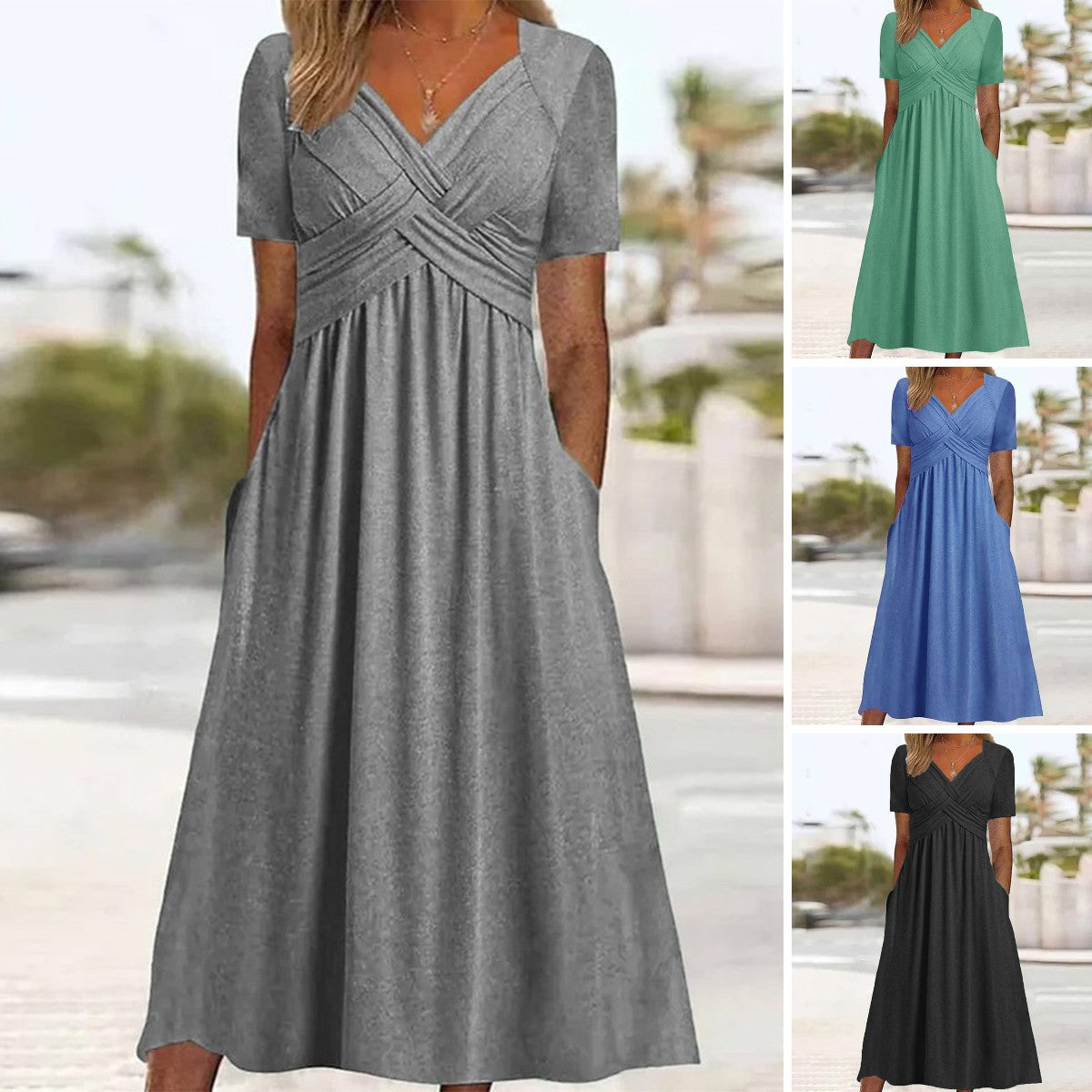 【S-3XL】Rochie de vară, casual, în culori solide