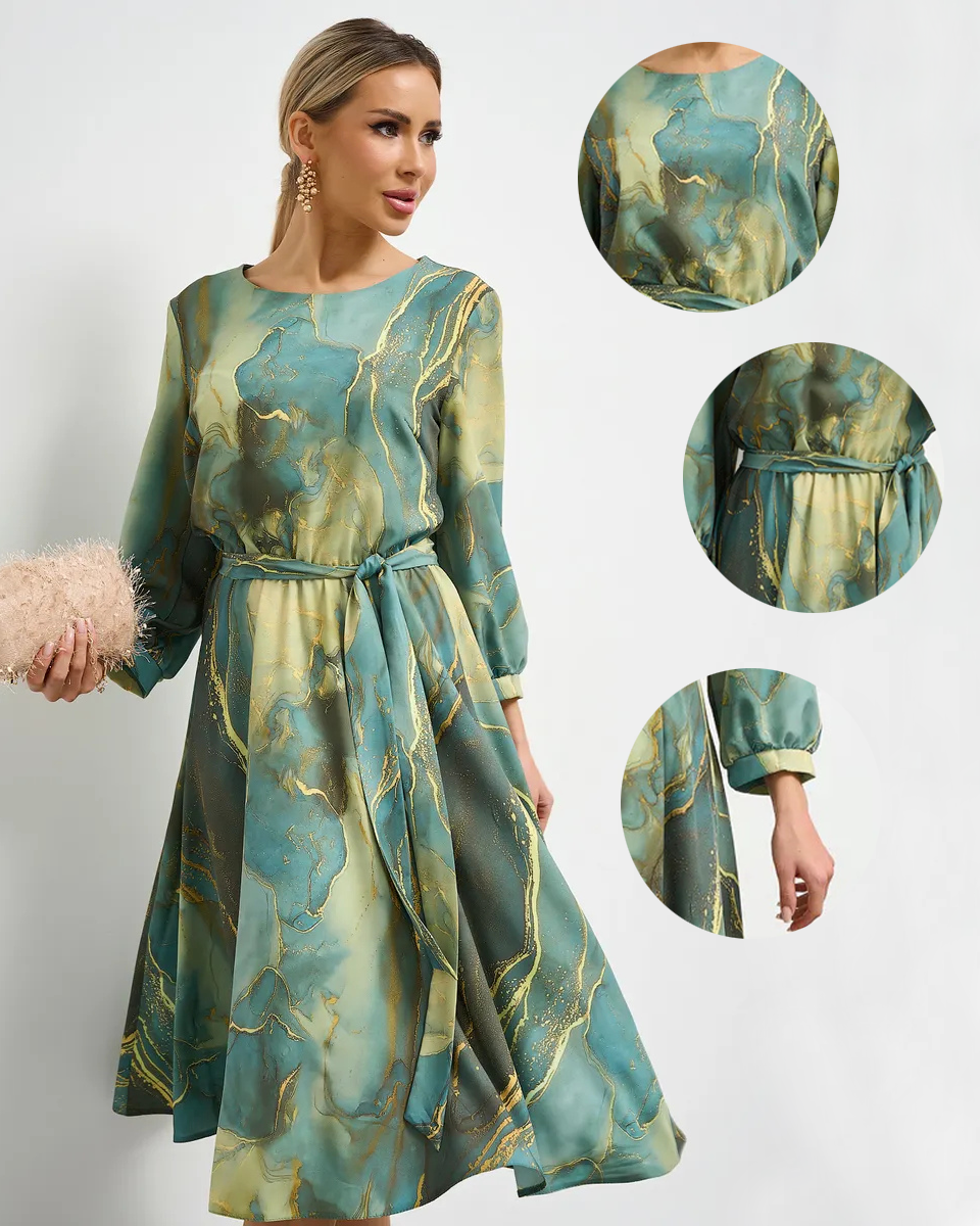 👗【Proljetna vila】Ljetna ženska nova elegantna zelena šifonska haljina s printom za 2025. godinu 🌸💃