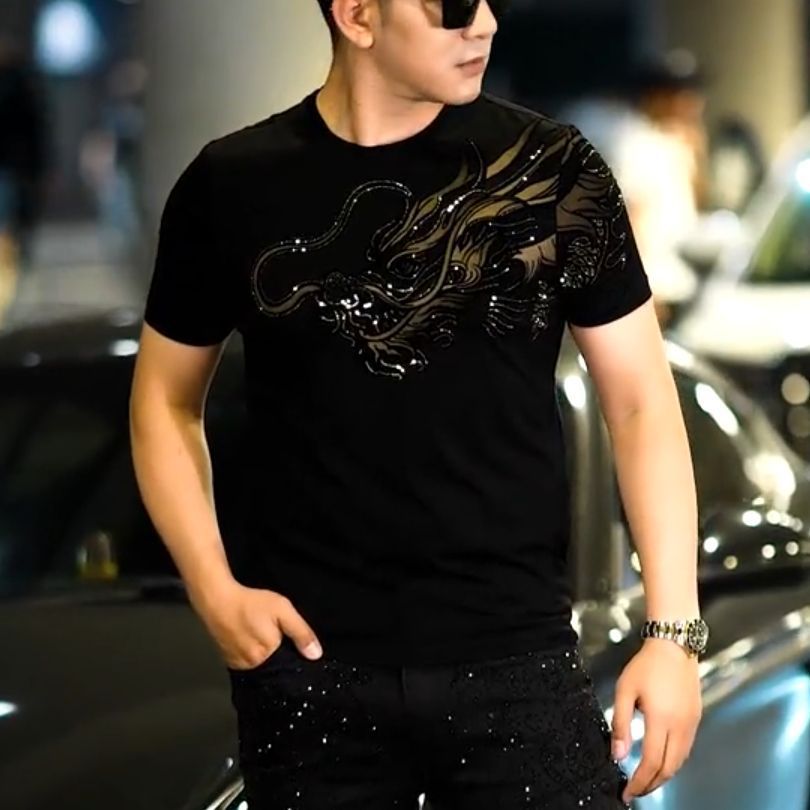 👔💥【M-4XL】Módní tričko s krátkým rukávem a dračím vzorem