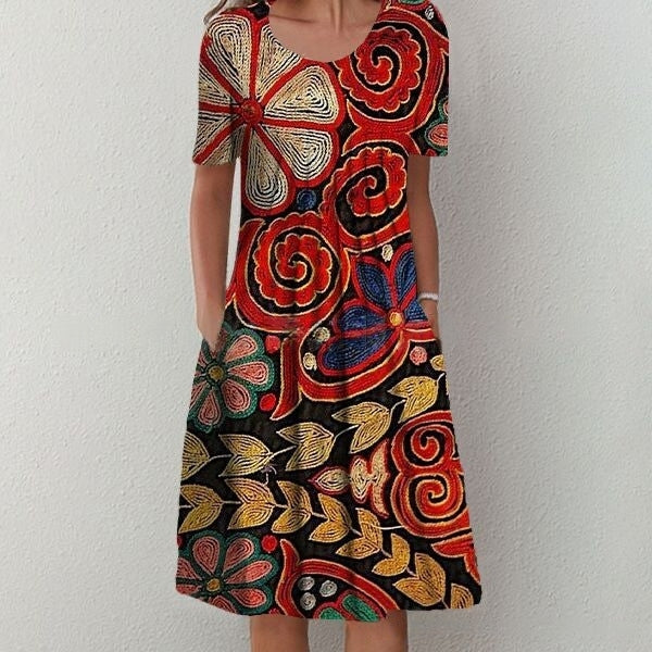 👗🎁 Modna haljina s printom okruglog izreza za 2025 3904285