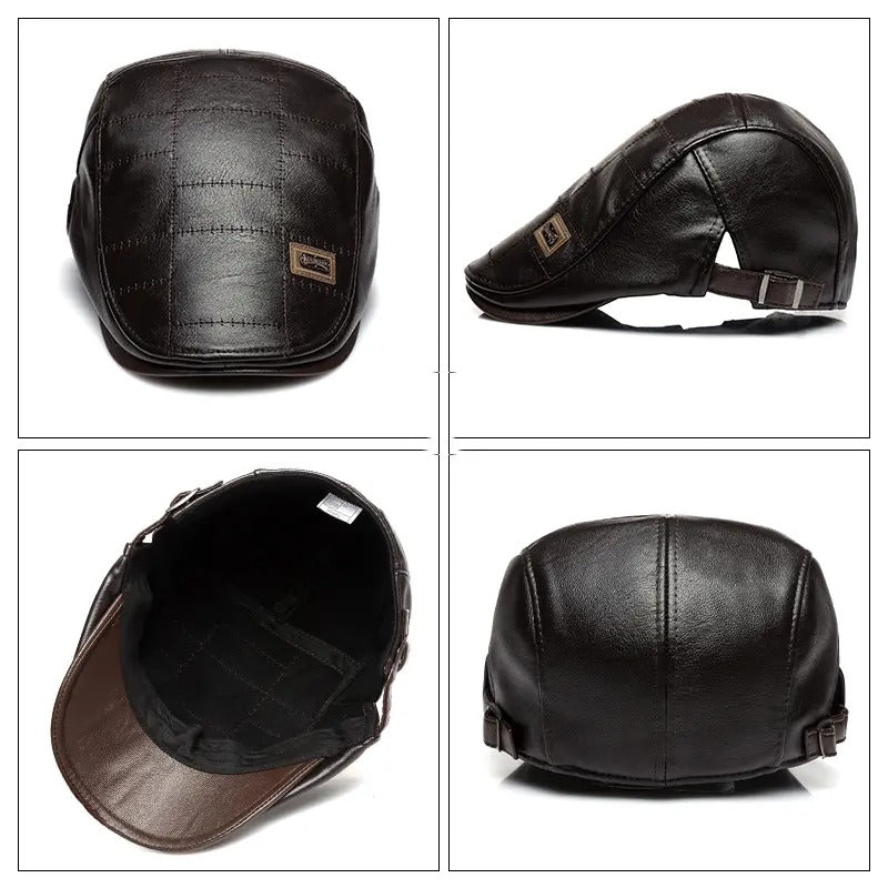 🧢🔥【Nové podzimní a zimní styly】Kožený baret – Retro styl pro podzim a zimu