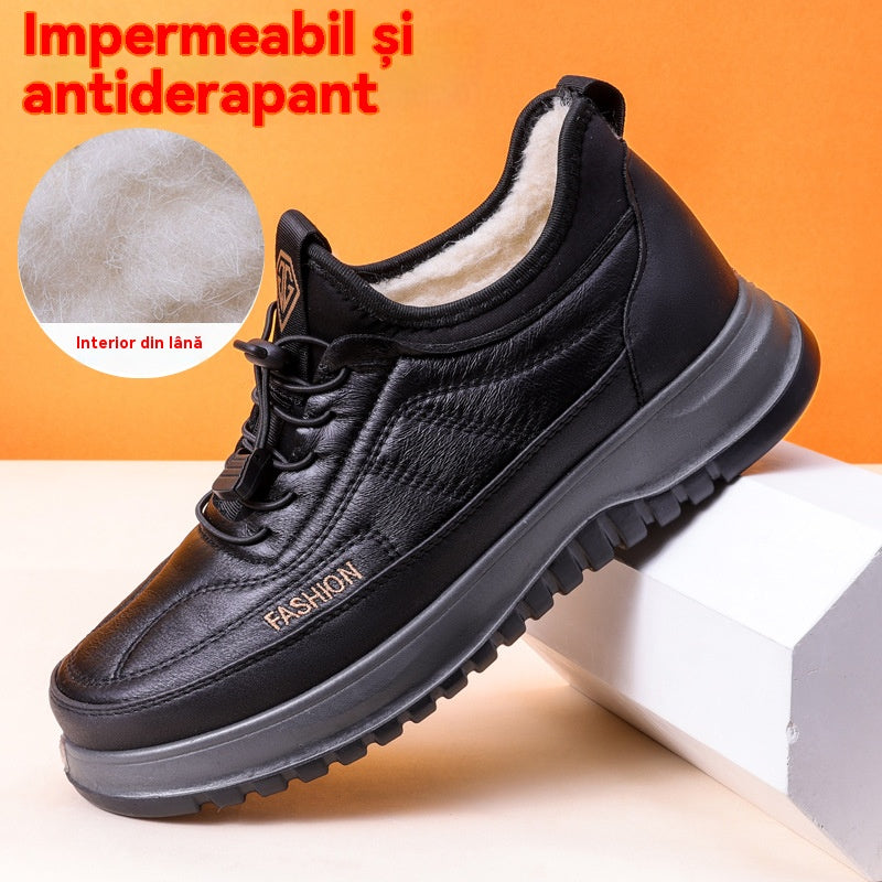 ⛄🔥【39-45】2025 Χειμερινά νέα ανδρικά casual αθλητικά παπούτσια Γνήσιο δέρμα αδιάβροχα φανελένια παπούτσια με μαλακή σόλα