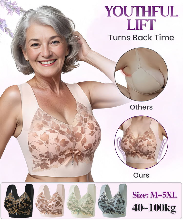 🎁💖【3 stavke】【M-4XL】Čipkasti grudnjak velike veličine bez čeličnog prstena, luksuzna prekrasna leđa, seksi, prozračan i bešavni grudnjak 【40~100kg】