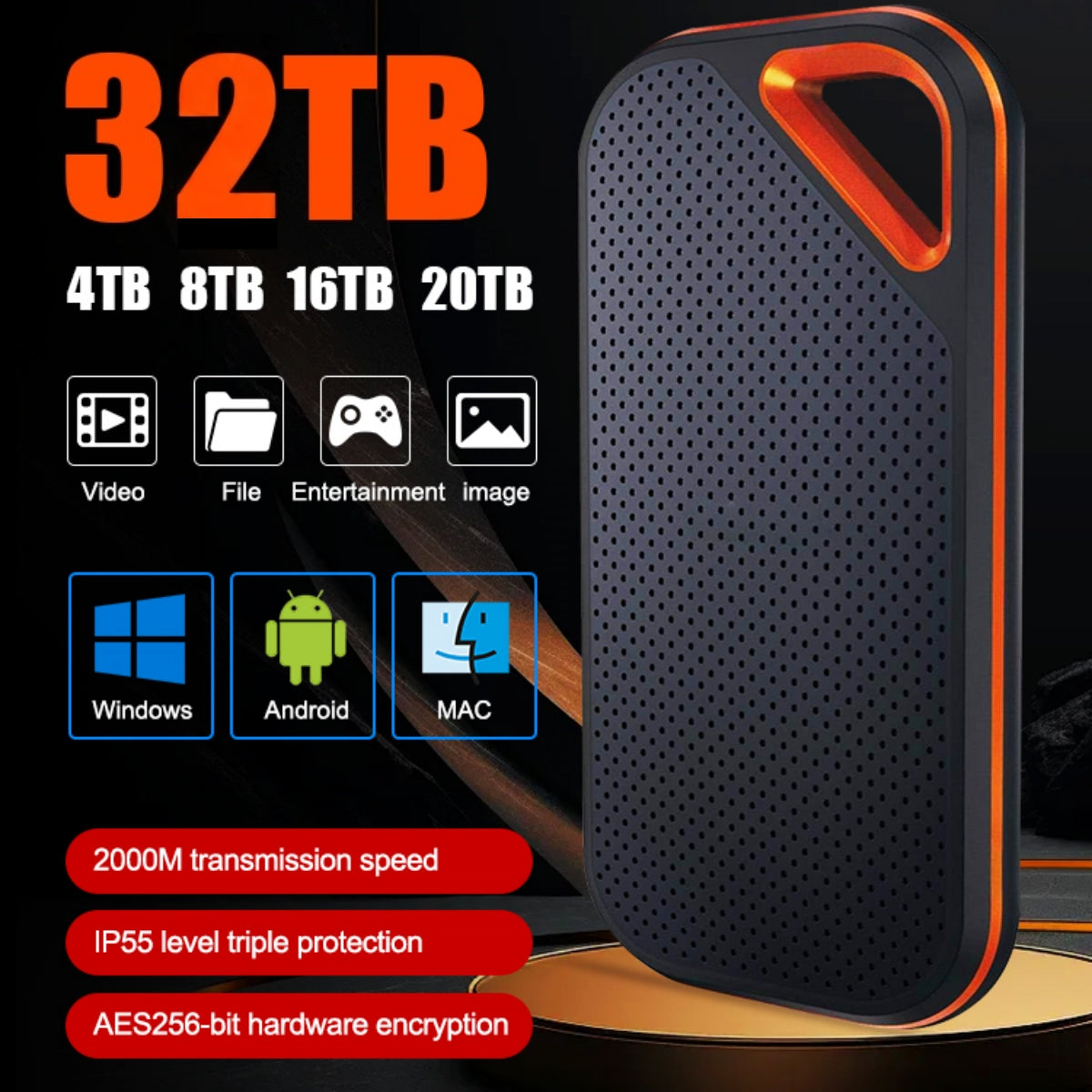 【Poslední den 🔥50% sleva】💥【32TB】 Vysokorychlostní a velkokapacitní mobilní pevný disk