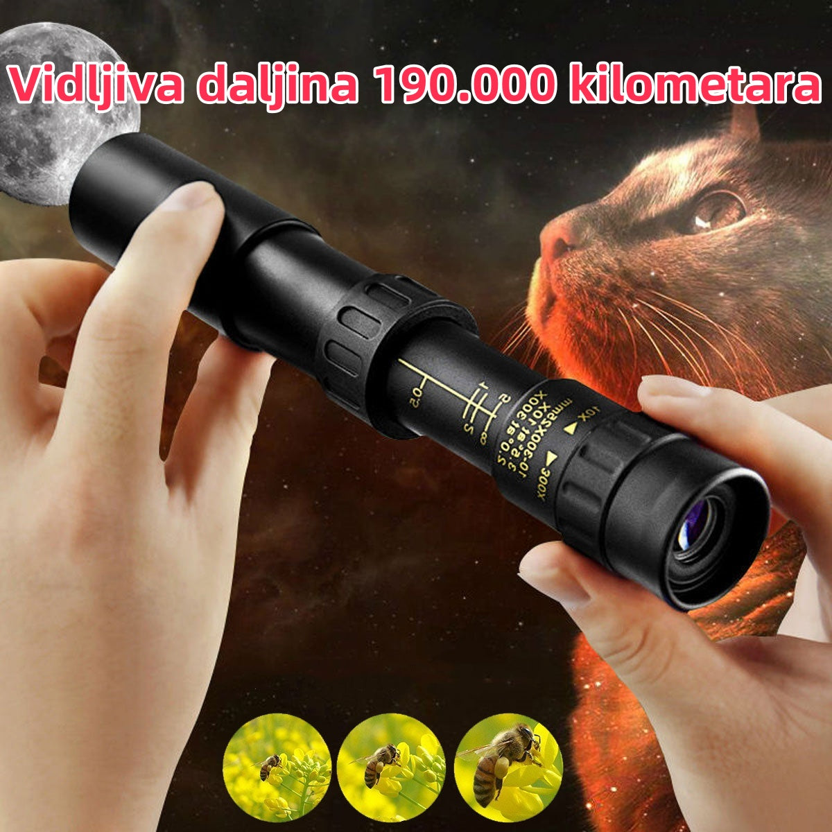 🔥🔥Vysoká kvalita, super nízká cena🔥 Monokulární dalekohled s vysokým rozlišením 10-300x zvětšení Výkonný přenosný monokulární dalekohled Profesionální monokulární dalekohled pro slabé vidění pro noční lov 3902504