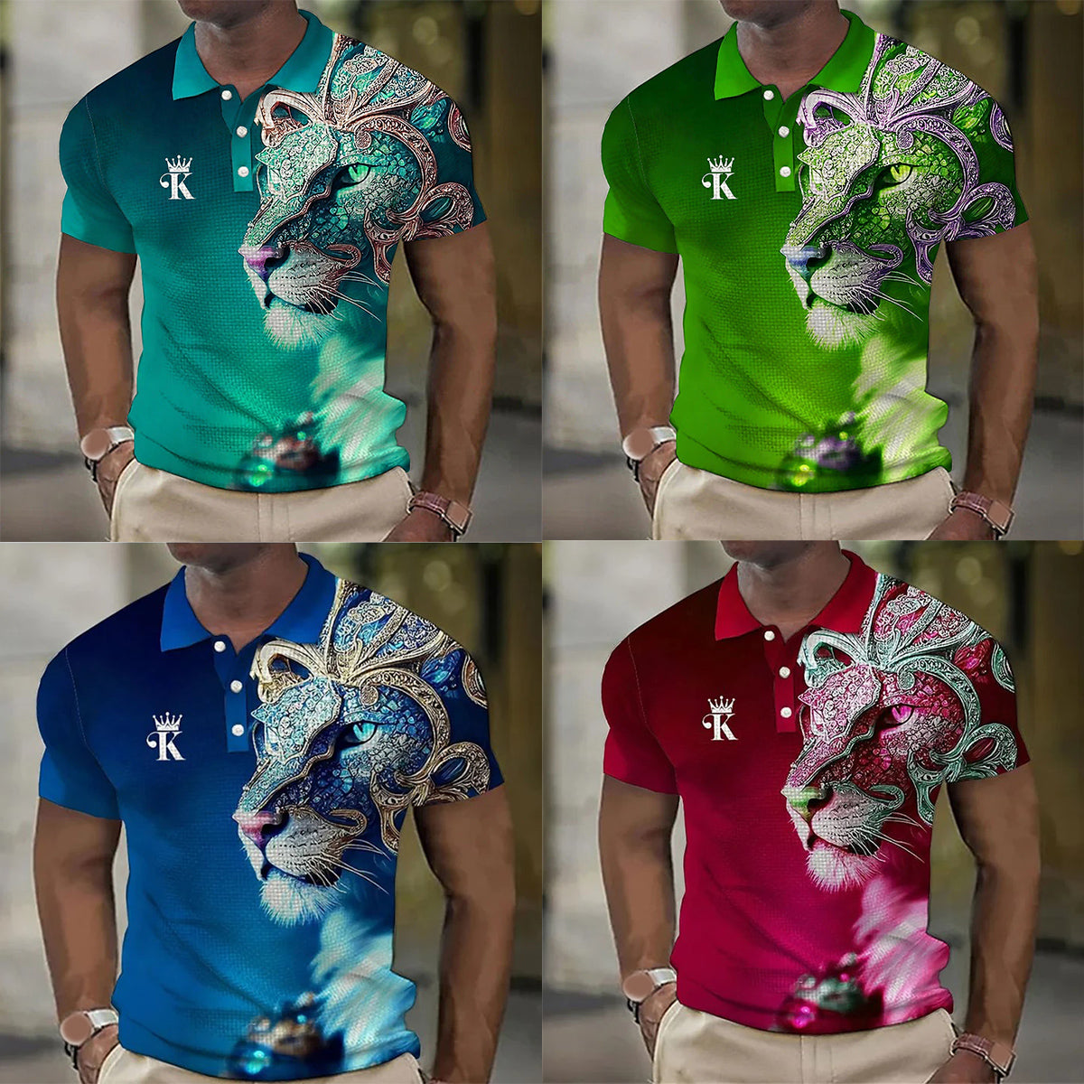 💥2025 Muška polo majica s 3D printom lavova
