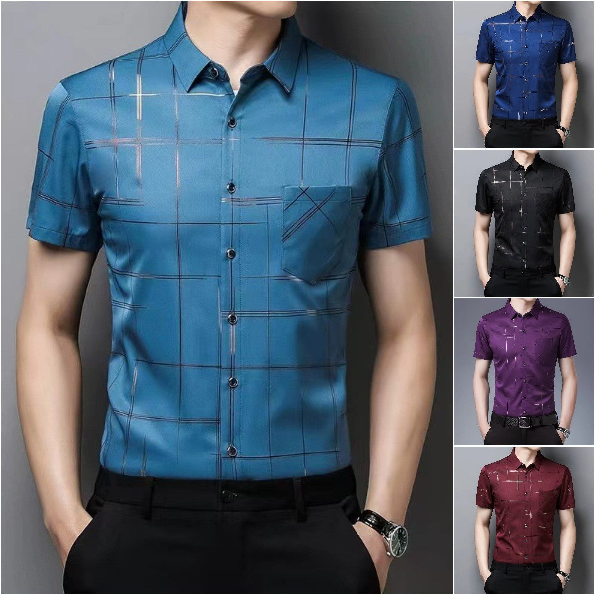 🧊🧊【Cumpără 1, primești 1 gratuit】(M-4XL) Cămașă de vară bărbătească din mătase glacială