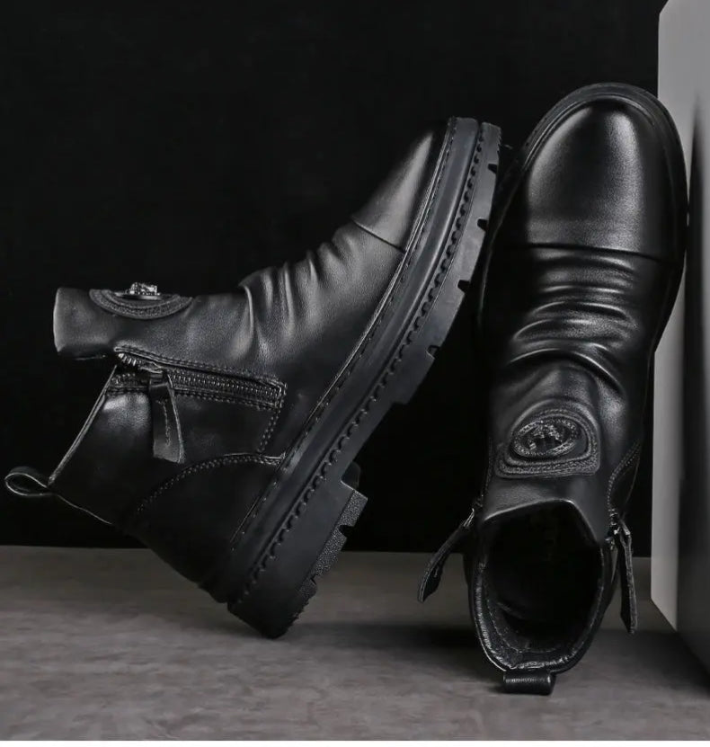 ⏳ nuevas botas de piel para hombre, piel de vacuno de alta calidad, hechas a mano.