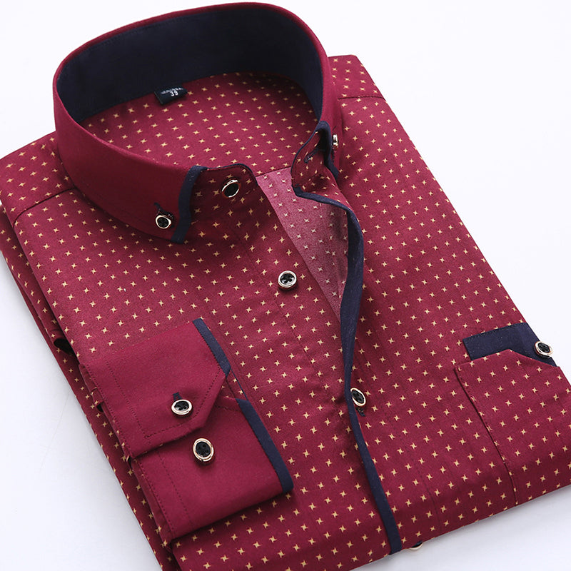 👔【45% sleva】Neformální pánská košile s dlouhým rukávem-3930366
