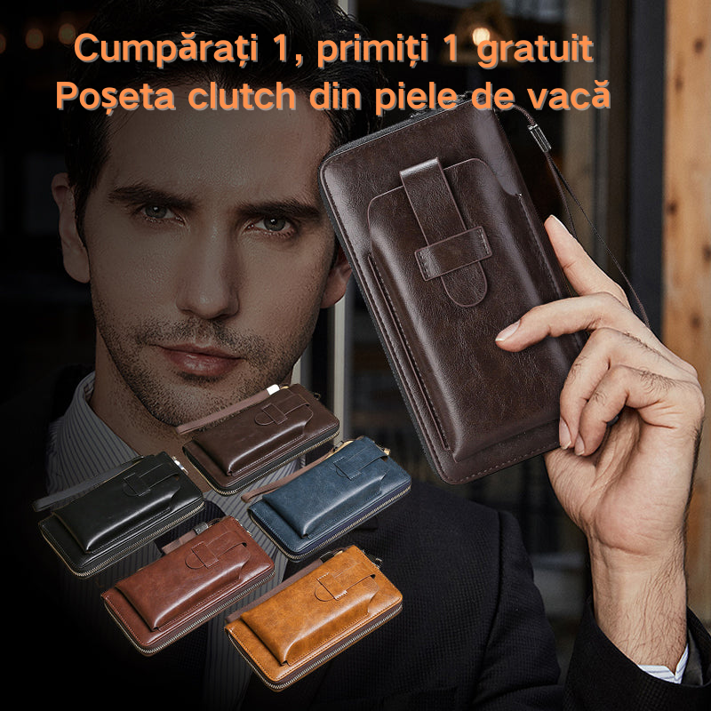 💼【Lucrat manual】Portofel bàrbătesc multifuncțional din piele naturală, lucrat manual – Stil nou & elegant