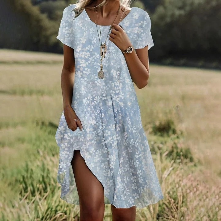 【Zadnji dan promocije】 【S-3XL】💖👗Nova ležerna haljina s okruglim izrezom i printom za proljeće i ljeto 2026. 🌸🌞
