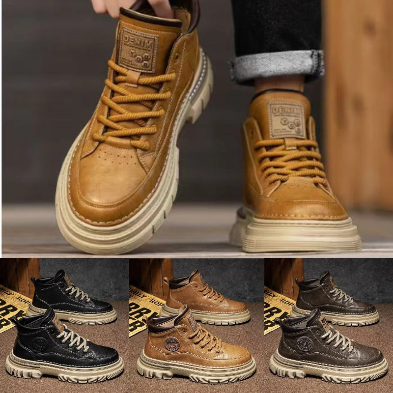 💪Zapatos altos retro para hombre de otoño e invierno, estilo retro británico