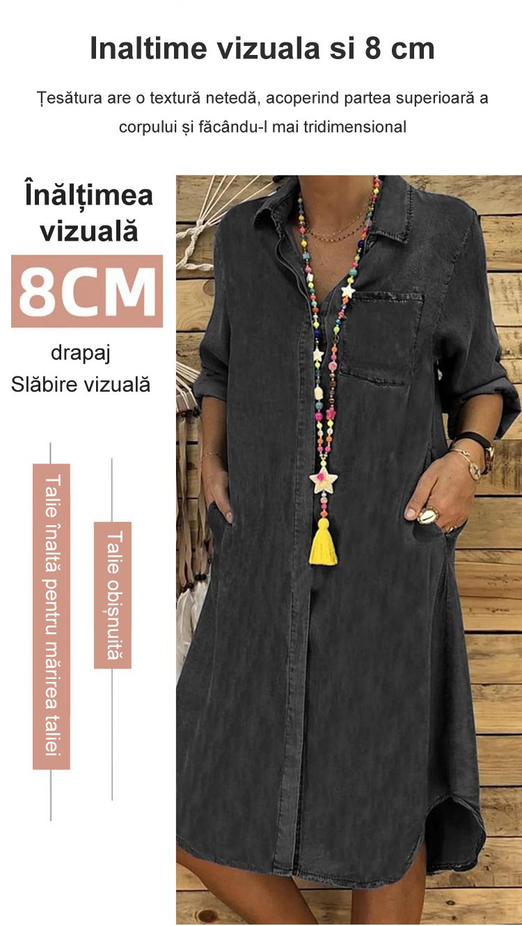 🔥👗 Dámské džínové šaty větší velikosti 2025 Jednobarevné neformální šaty 3920896