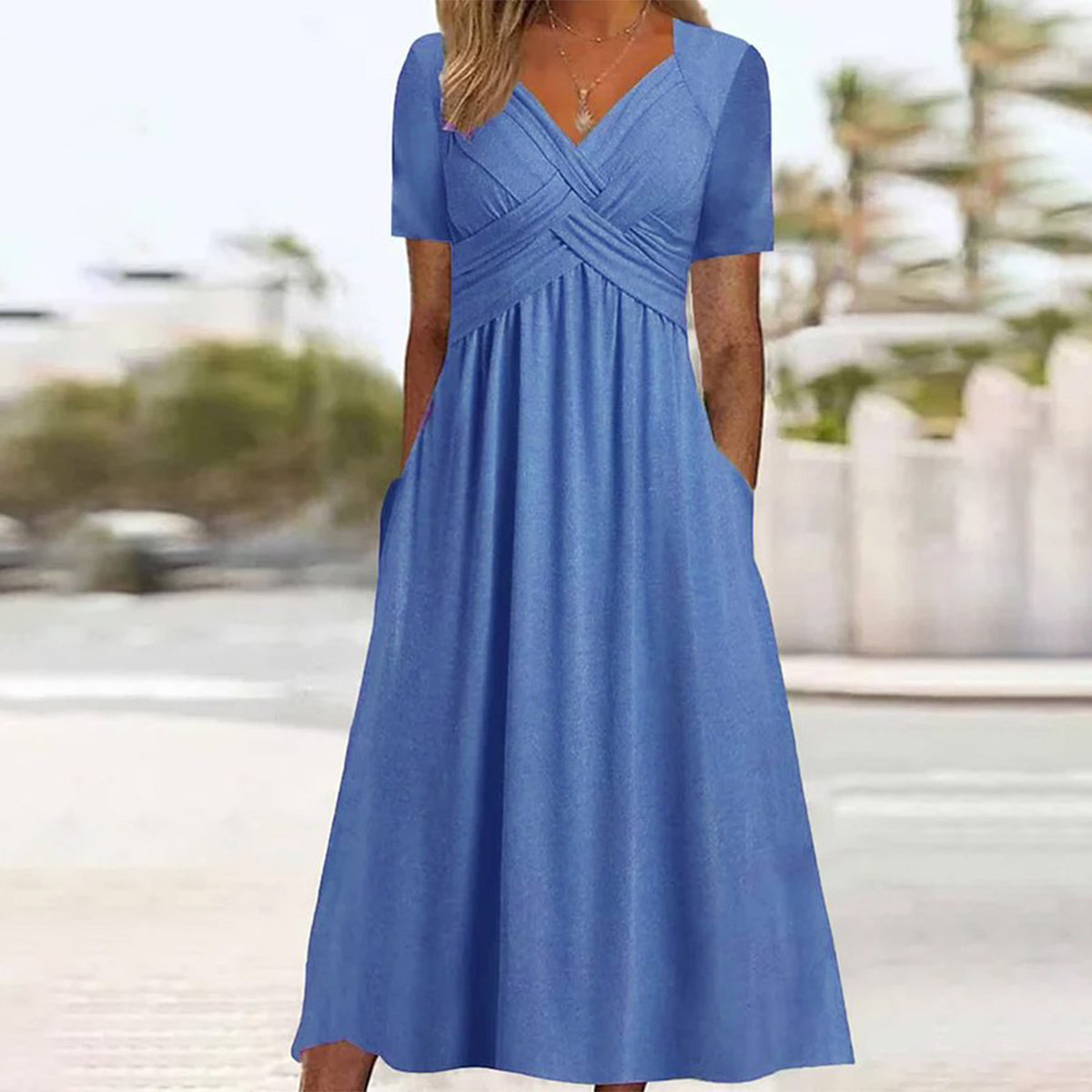 【S-3XL】Rochie de vară, casual, în culori solide