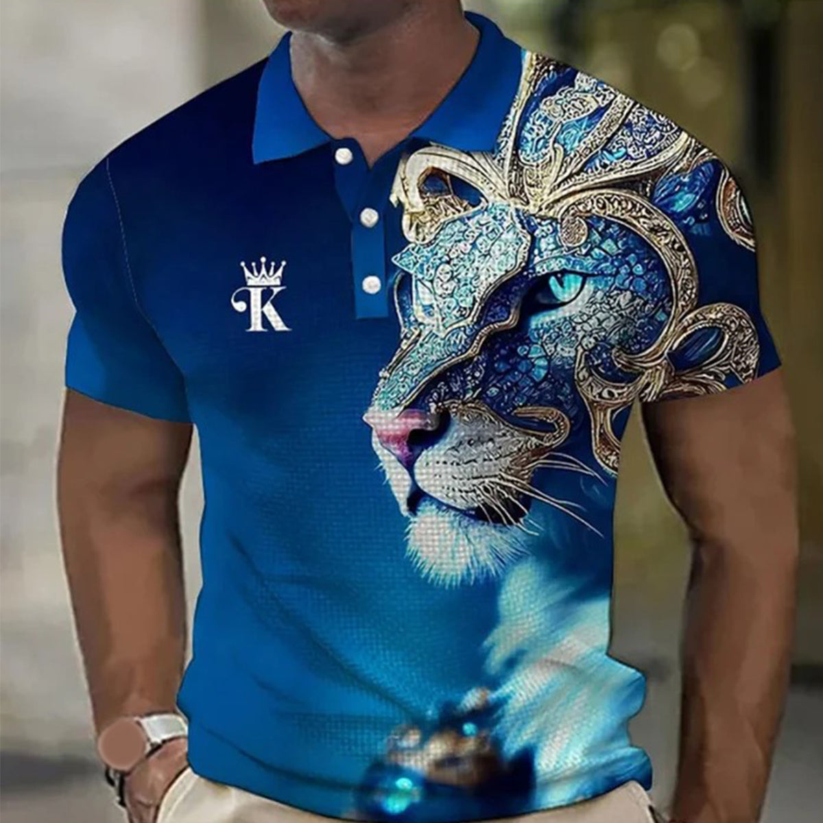 💥2025 Muška polo majica s 3D printom lavova