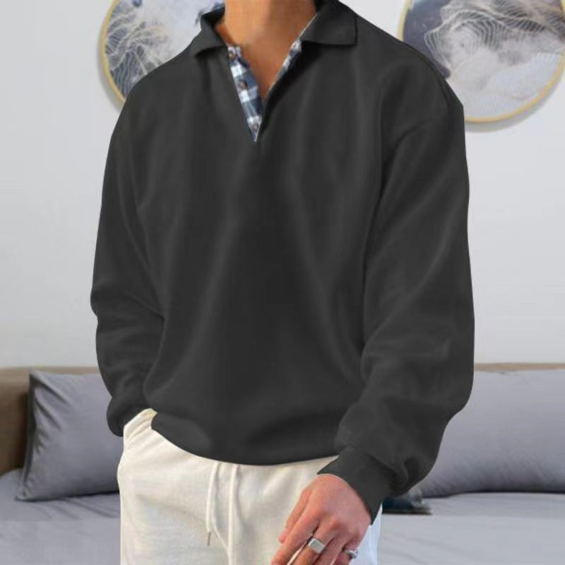 ✨👚【M-3XL】Cel mai la modă tricou polo cu mânecă lungă pentru bărbați 3906362