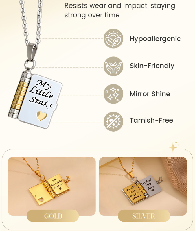 💖💫 Elegantni privjesak u obliku knjige – Personalizirani poklon s gravurom 'My Little Star', savršen za svaku prigodu!